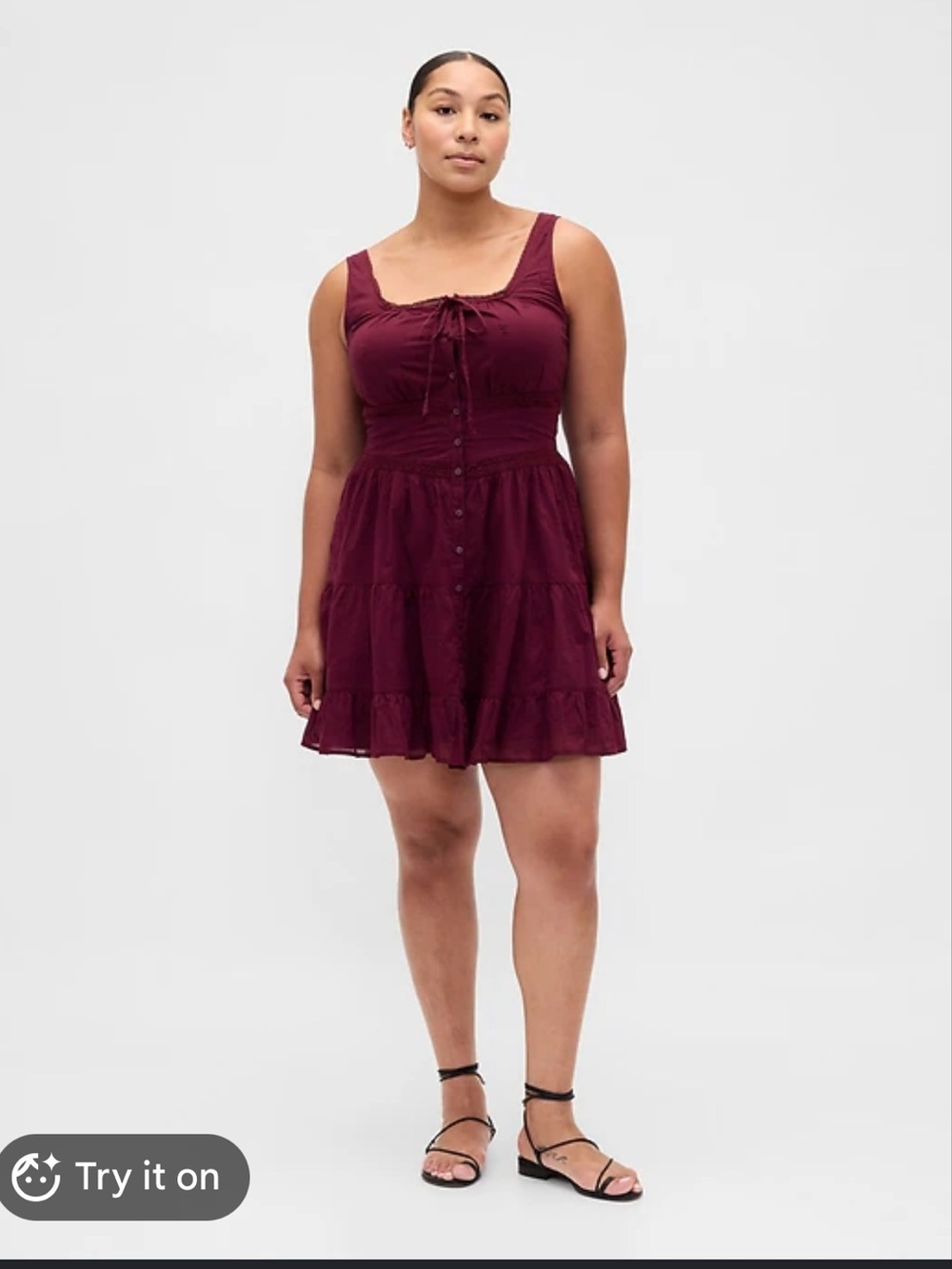 NWT GAP Sleeveless Corset Button-Front Mini Dress in Wine